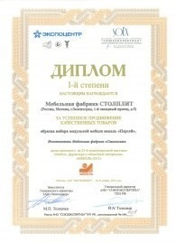 Диплом I-й степени за успешное продвижение качественных товаров